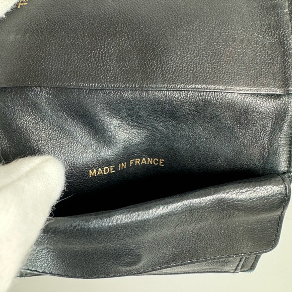 COPY - 100% Authentic CHANEL Calf Skin Bifold Wallet Black CC Compact Coin Stit… - Picture 9 of 14